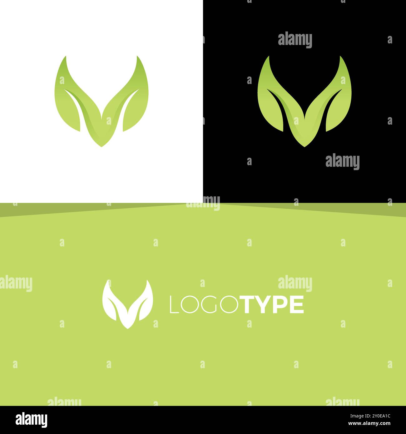 VM Leaf Logo Vector. Letter V Leaf Nature Icon Stock Vector