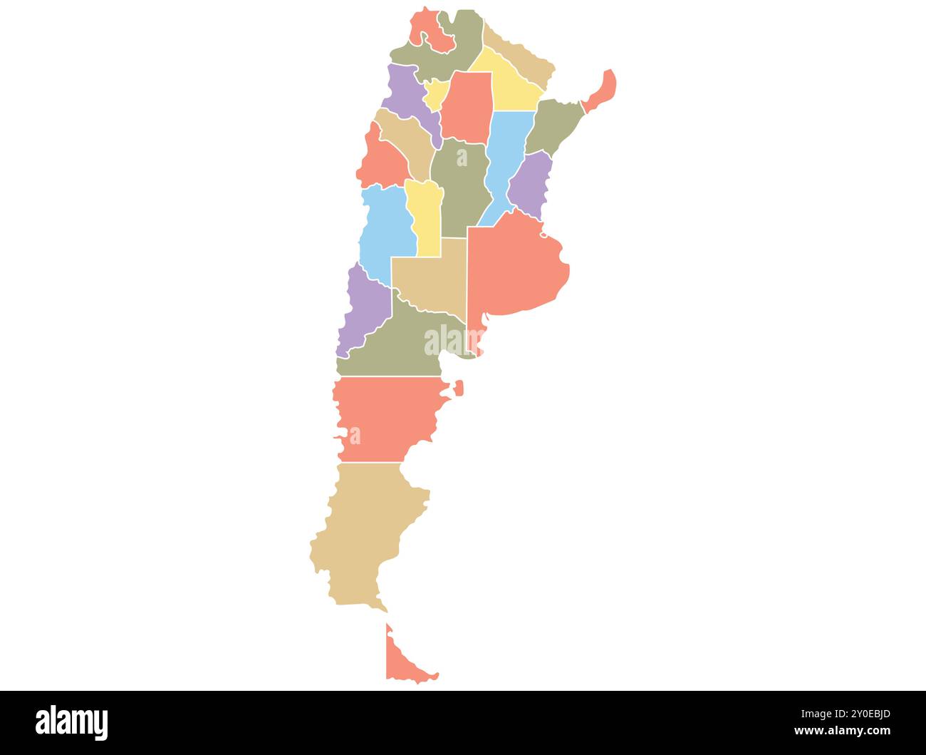 Map of Argentina by region in different colors. Vector illustration. Stock Vector