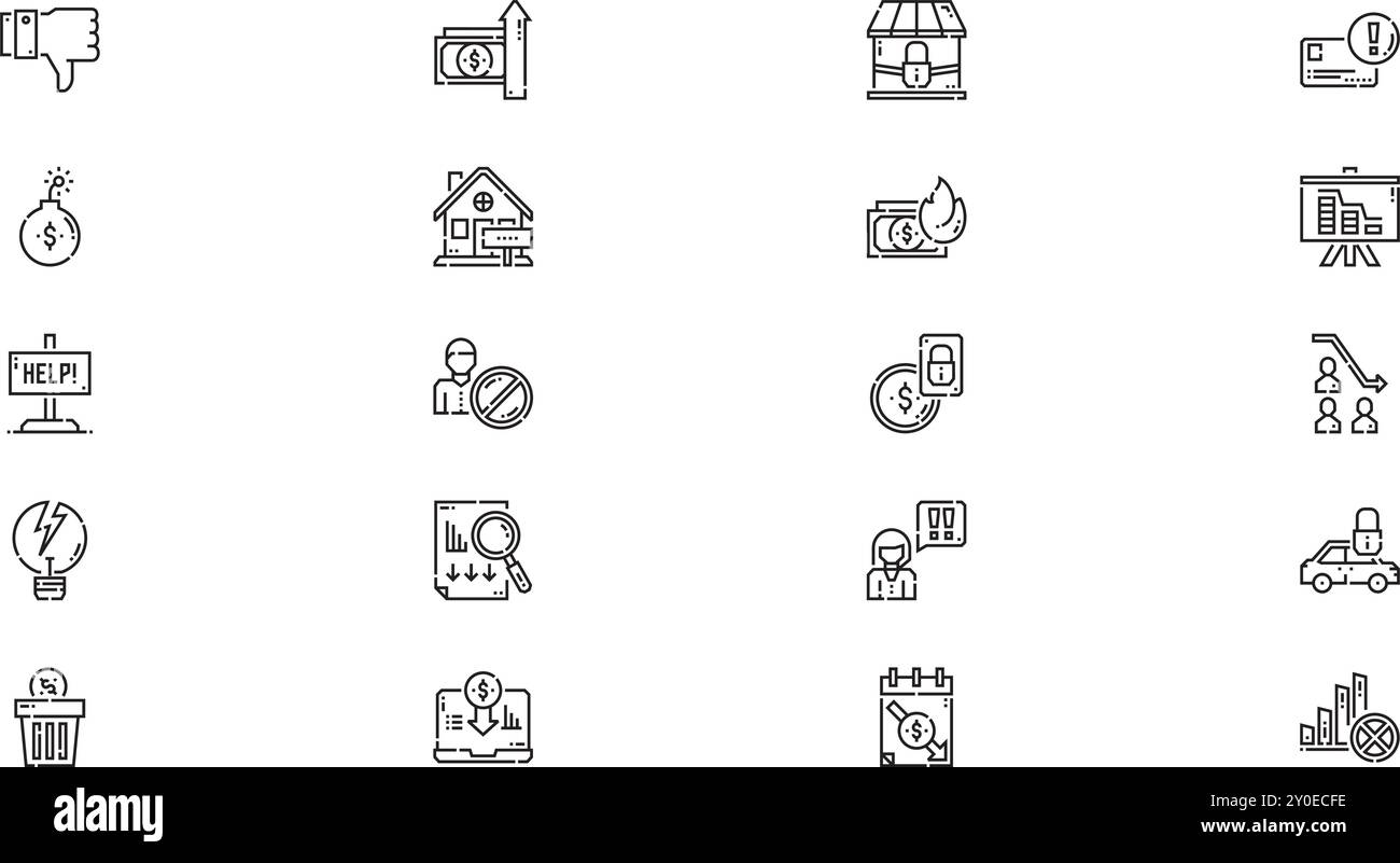 Bankruptcy icons High-Quality Vector Icons Collection with Editable Stroke. Ideal for Professional and Creative Projects. Stock Vector