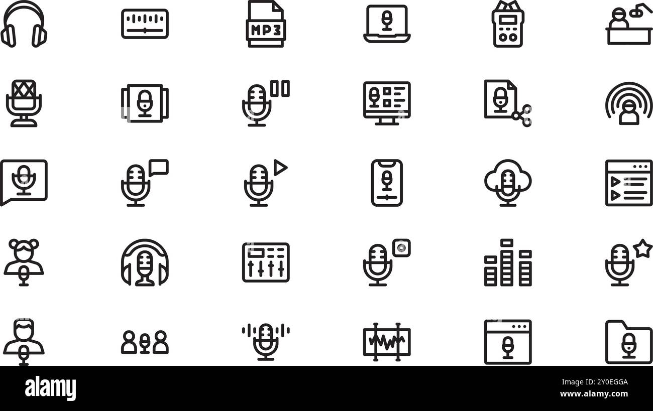 Podcast icons High-Quality Vector Icons Collection with Editable Stroke. Ideal for Professional and Creative Projects. Stock Vector