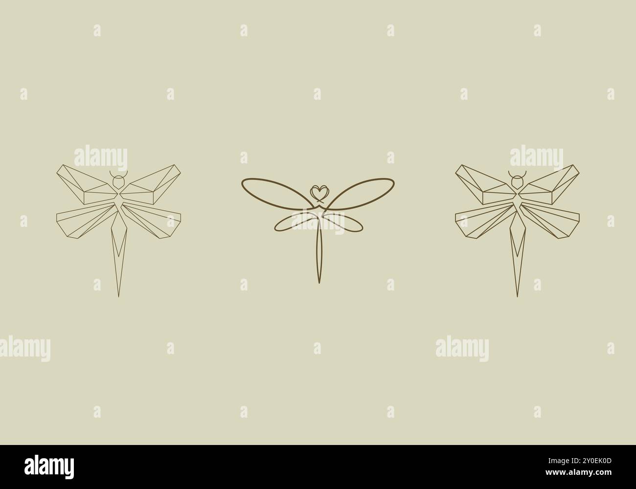 Logo Line Dragonfly and Moon. Aesthetic and feminine, simple line and luxury modern. editable color. Stock Vector