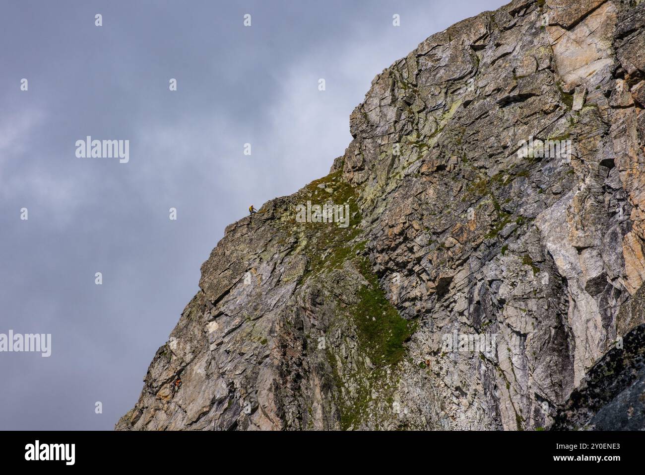 Ridge of rocky Joderhorn (Monte Rosa) with alpinists Stock Photo - Alamy