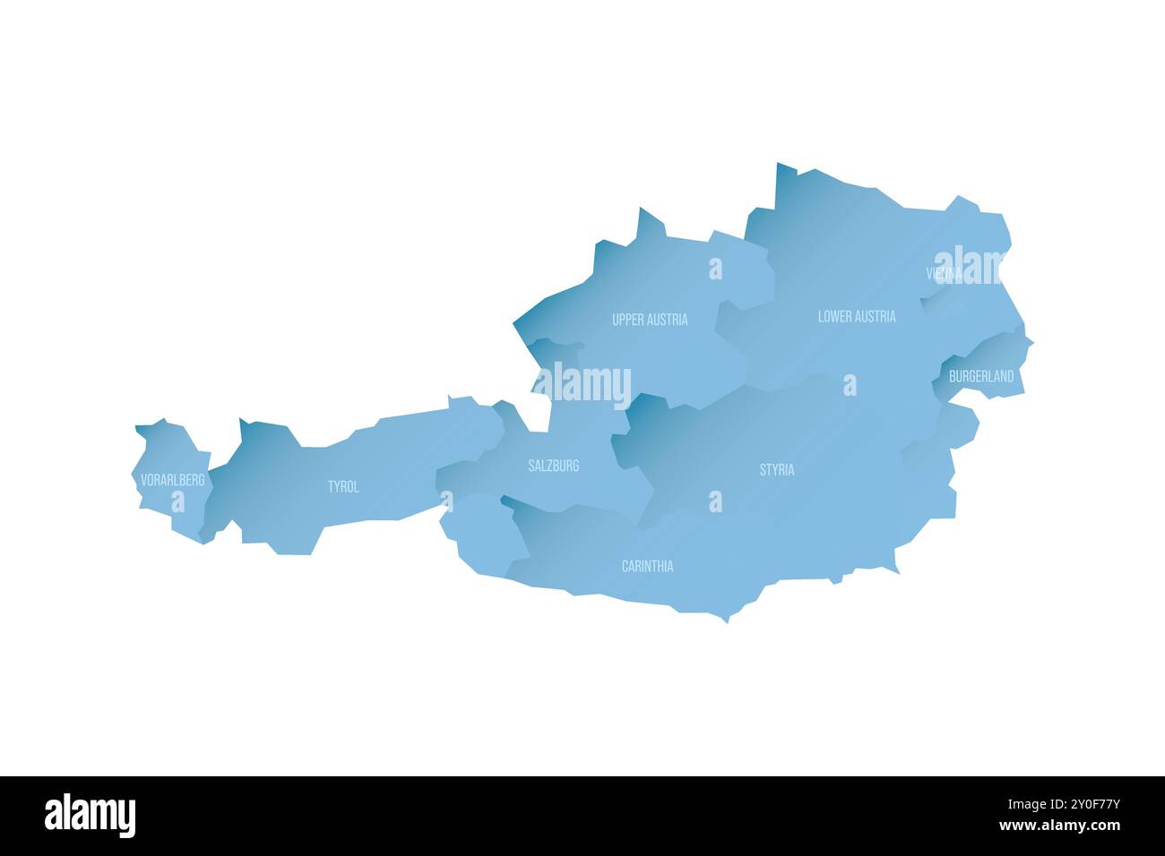 Austria Political Map Of Administrative Divisions Federal States Austria Political Map Of Administrative Divisions Federal States Shaded Vector Map With 3d Like Blue Gradient And Name Labels 2Y0F77Y 