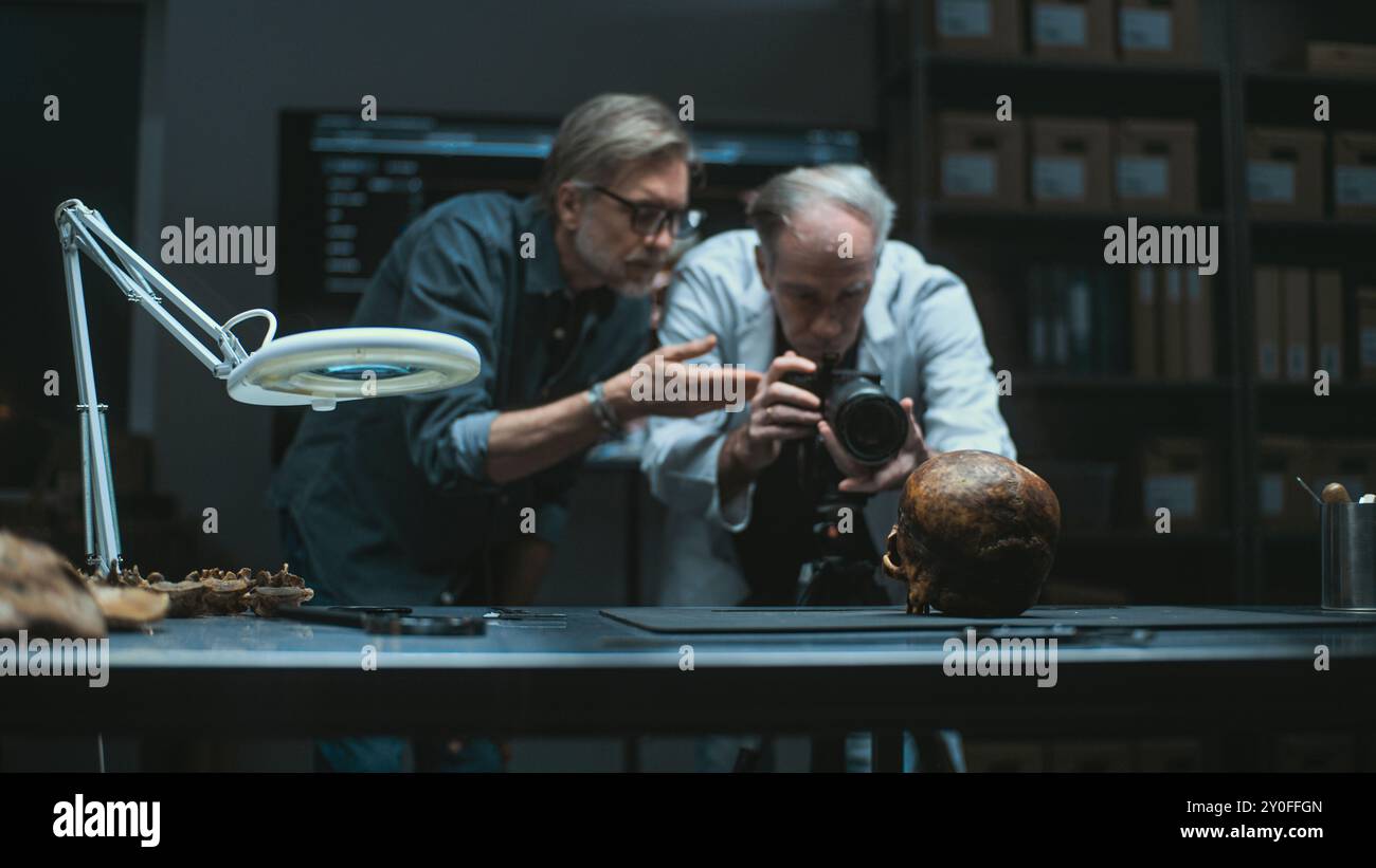 Modern archaeological lab two archaeologists hi-res stock photography ...