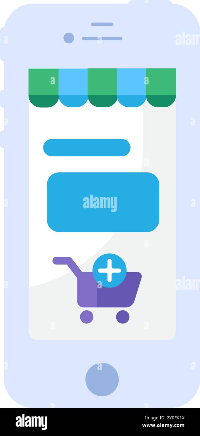 Vector mobile device with an online shop site page in a colorful flat ...