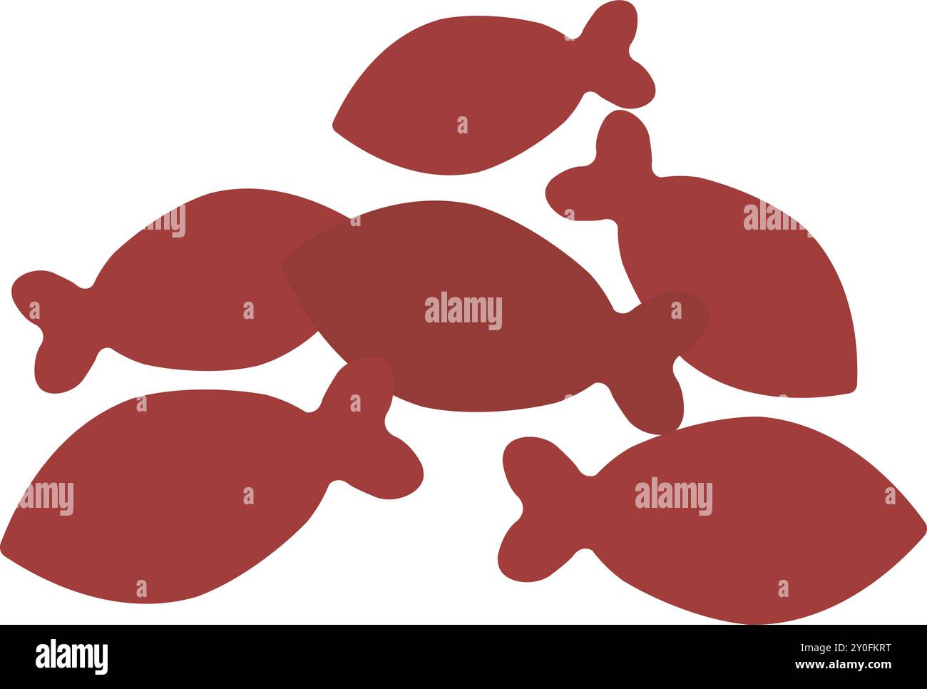 Crispy fish with conserve flavor. Salmon dry cat food. Image for design of pet store or veterinary clinic. Simple flat vector isolated on white backgr Stock Vector