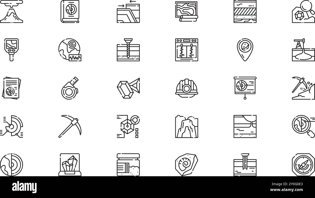 Geology icons High-Quality Vector Icons Collection with Editable Stroke. Ideal for Professional and Creative Projects. Stock Vector