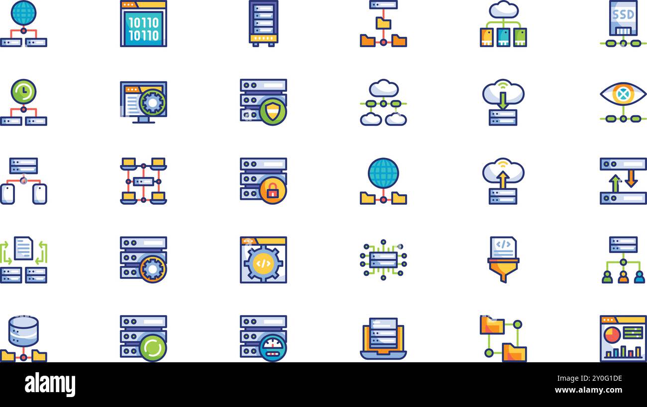 Database and server icon pack High-Quality Vector Icons Collection with Editable Stroke. Ideal for Professional and Creative Projects. Stock Vector