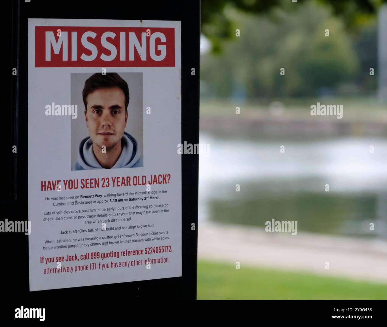Bristol UK 2nd Sep 2024 Jack O Sullivan Went Missing On A Night Out 