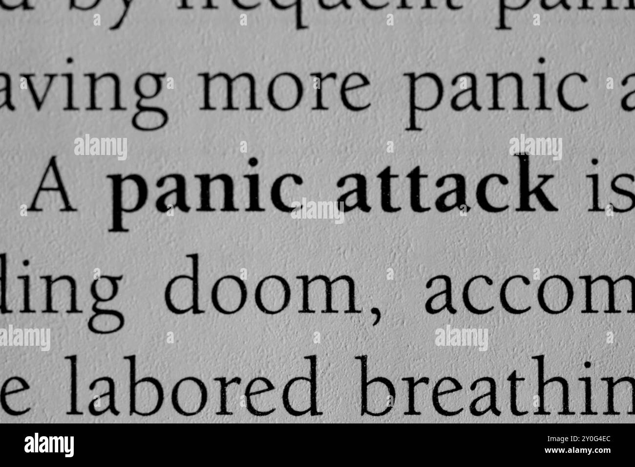 Closeup of Psychology Textbook Word 'Panic Attack' Stock Photo