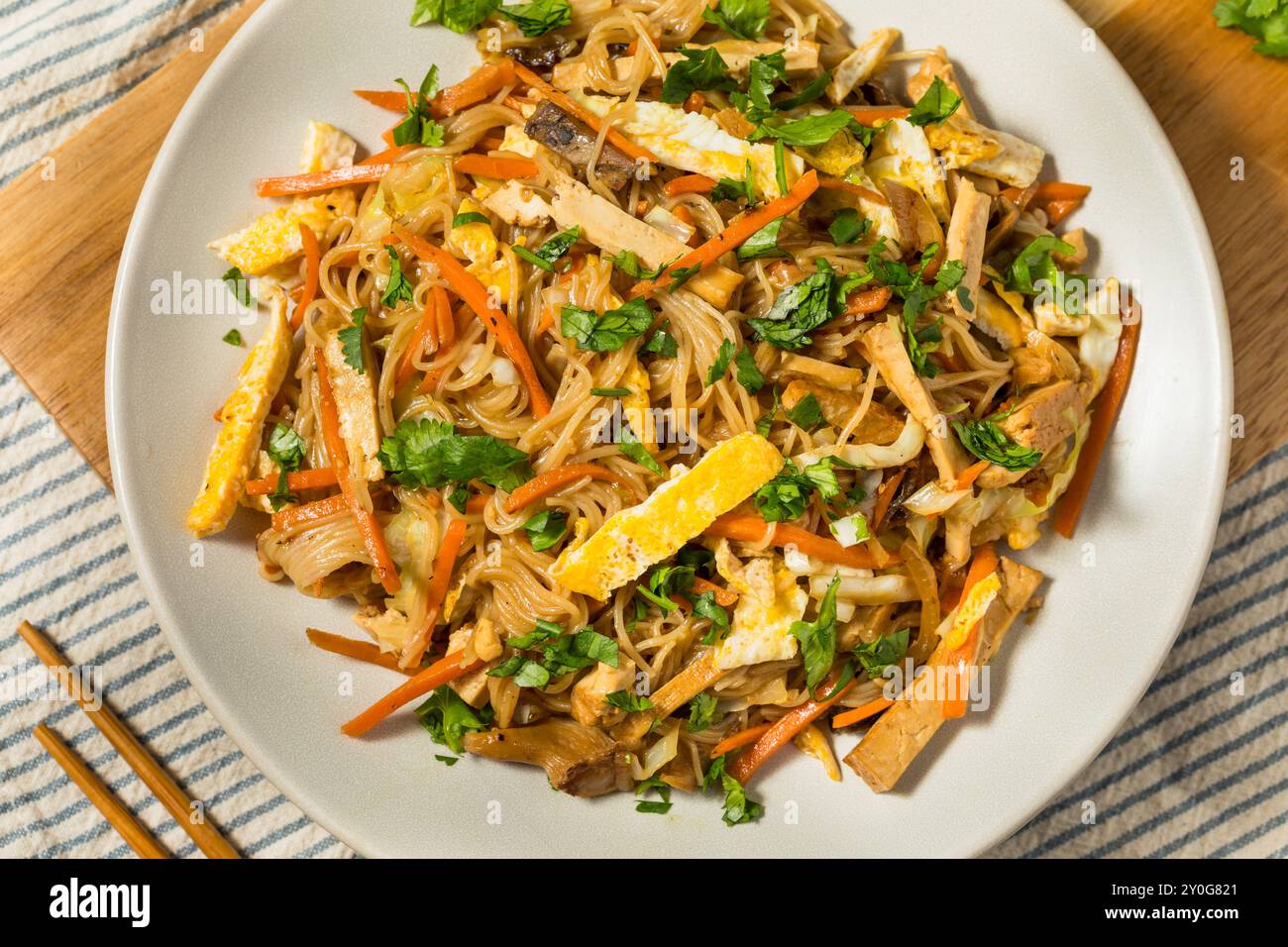 Homemade Taiwanese Meefun Noodles with Tofu and Chicken Stock Photo