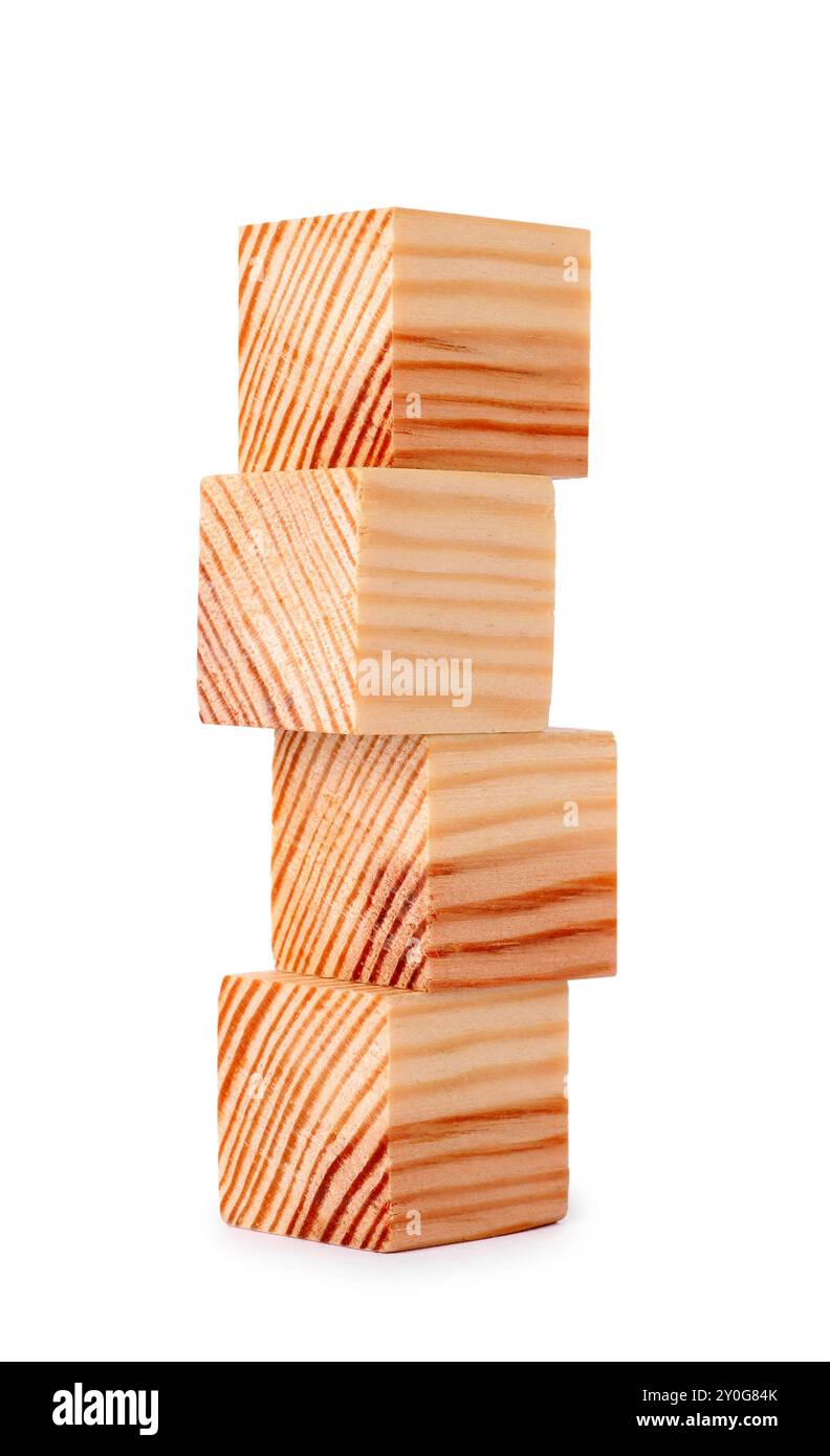 Stack of blank wooden cubes isolated on white Stock Photo - Alamy