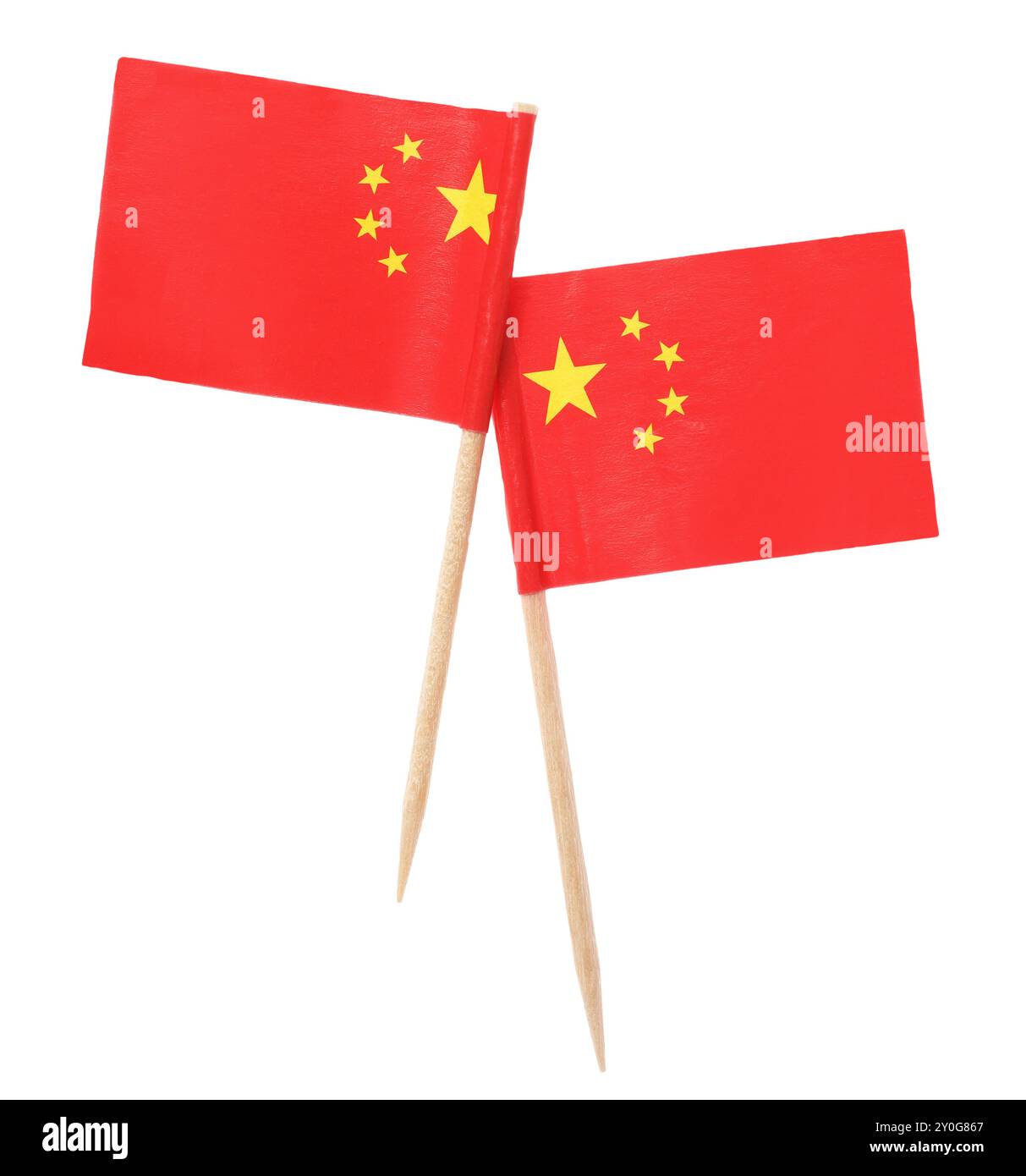 Small paper flags of China isolated on white Stock Photo - Alamy