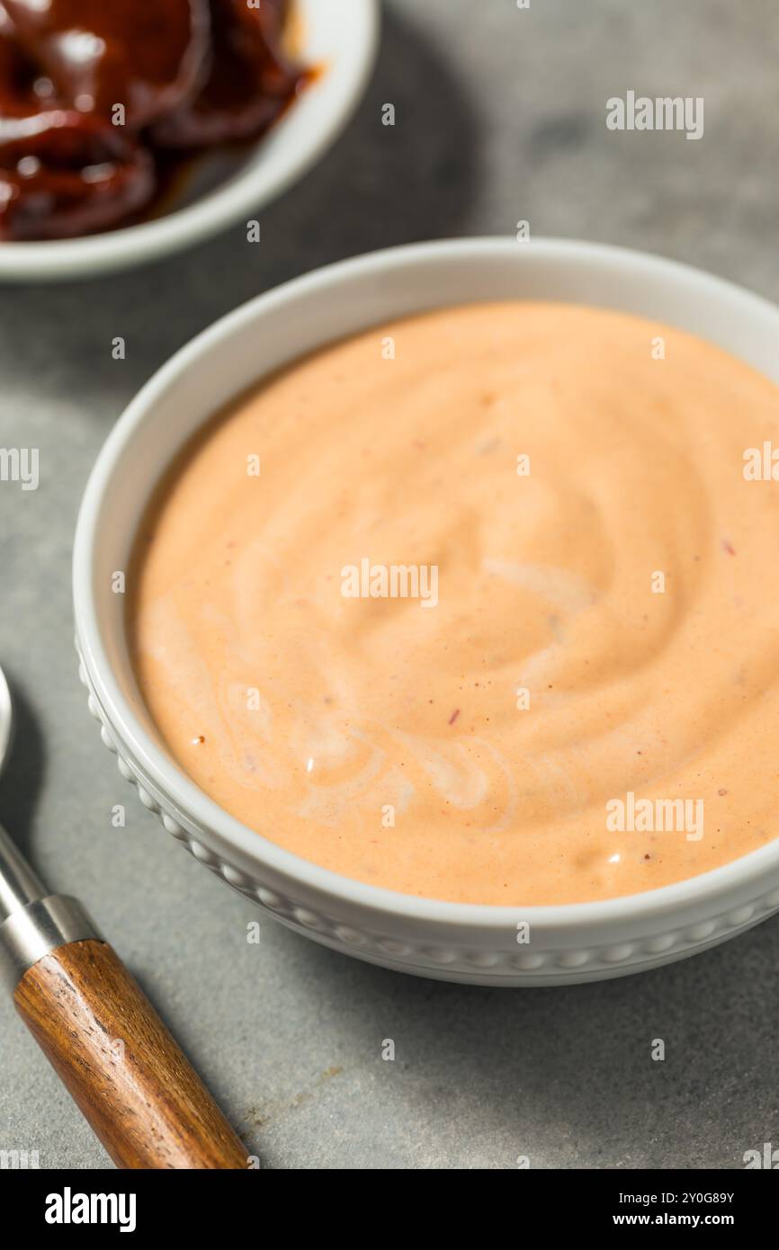 Homemade Spicy Chipotle Mayo Spread in a Bowl Stock Photo