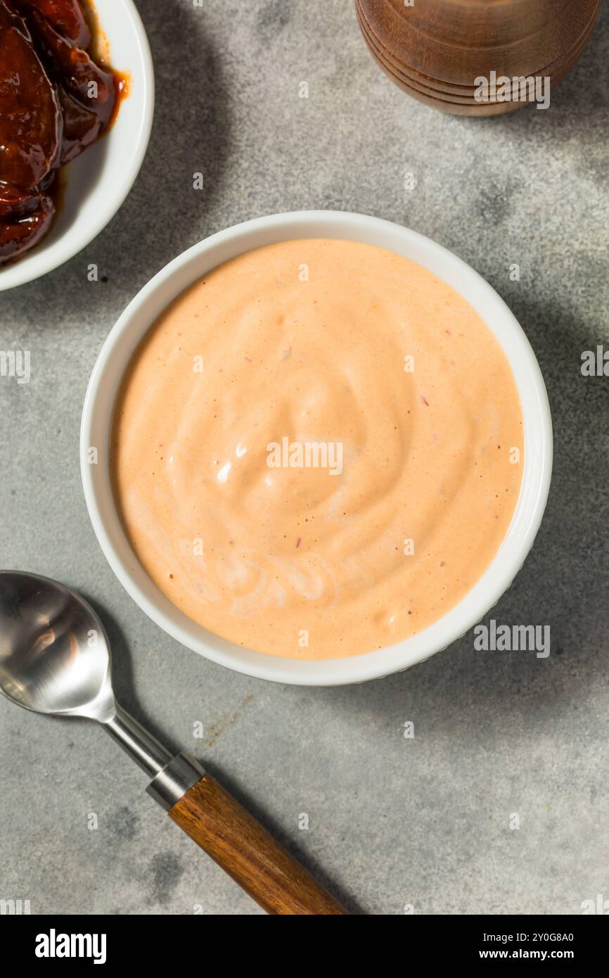 Homemade Spicy Chipotle Mayo Spread in a Bowl Stock Photo