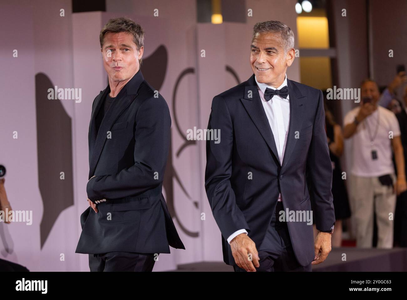 Brad Pitt and George Clooney attend the 