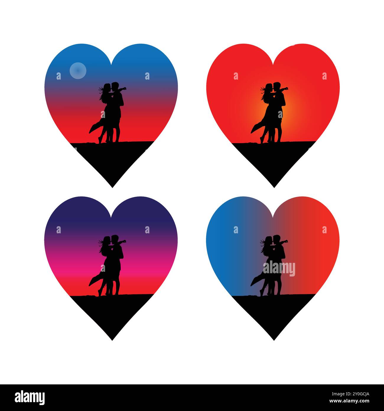 couple love Birds in heart shape illustration Stock Vector Image & Art ...