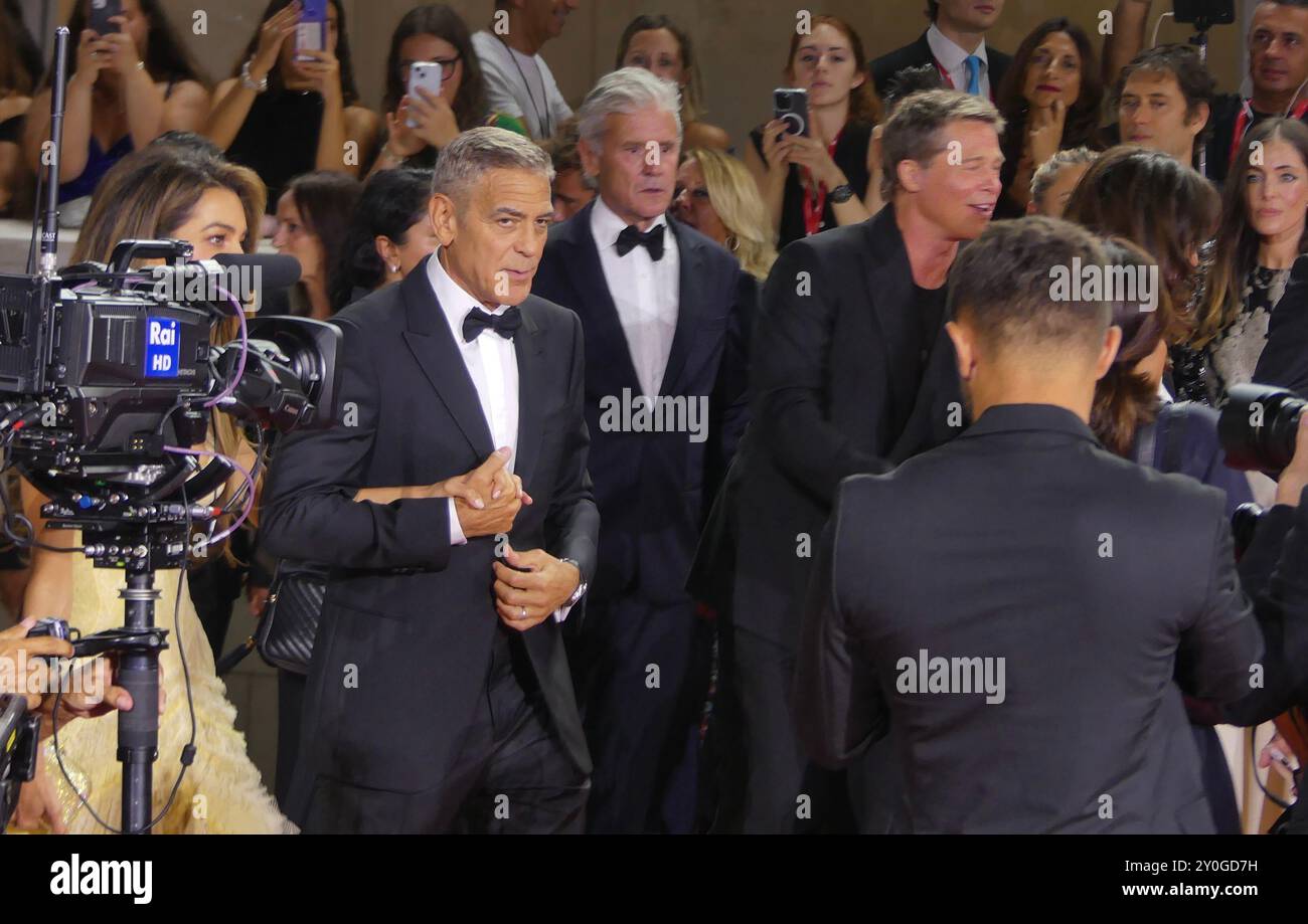 Venice, Italy. 2nd Sep, 2024. (INT) Clooney and Brad Pitt at