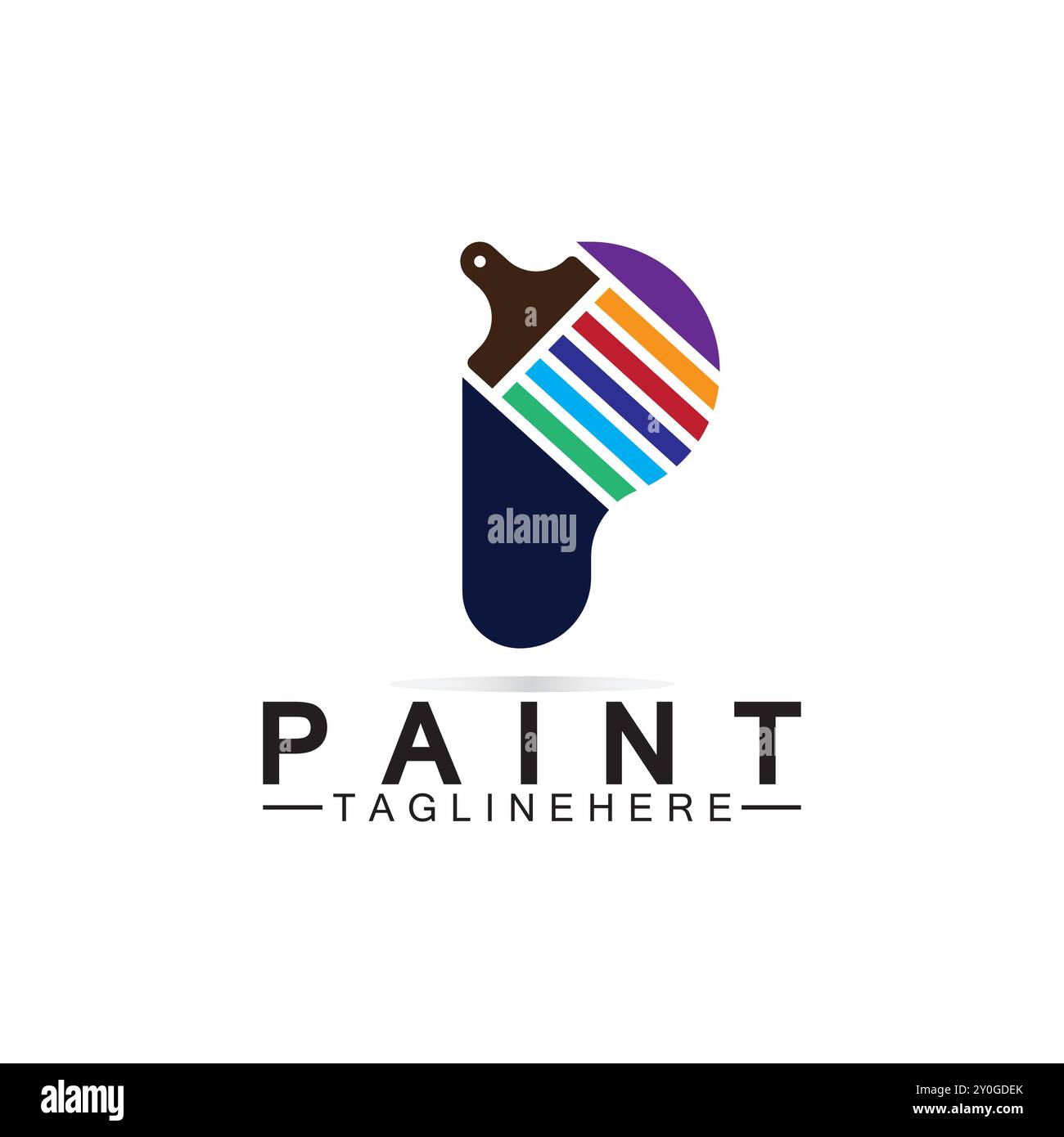 Letter P with brush icon for paint logo concept vector template. Stock Vector