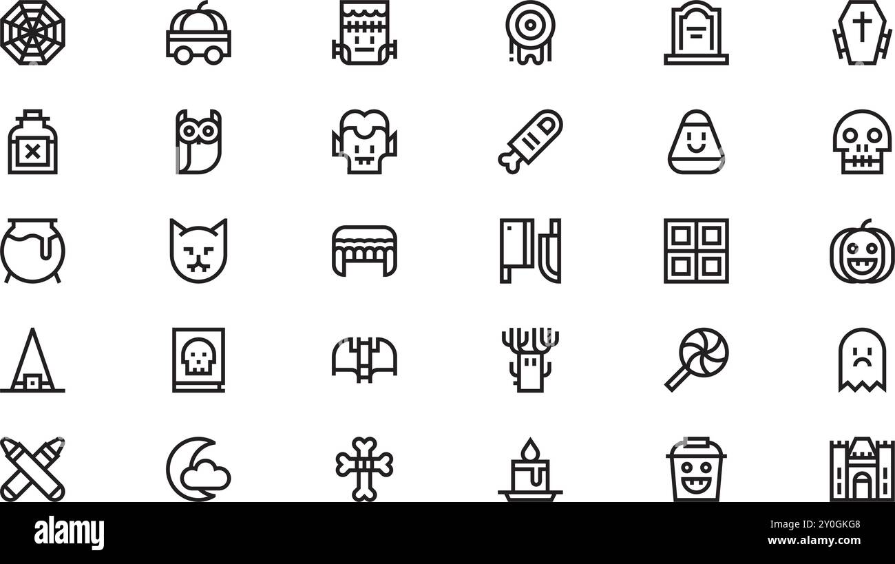 Halloween icons High-Quality Vector Icons Collection with Editable Stroke. Ideal for Professional and Creative Projects. Stock Vector