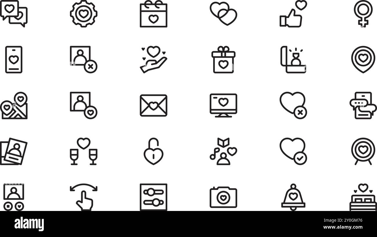 Dating app icons High-Quality Vector Icons Collection with Editable Stroke. Ideal for Professional and Creative Projects. Stock Vector