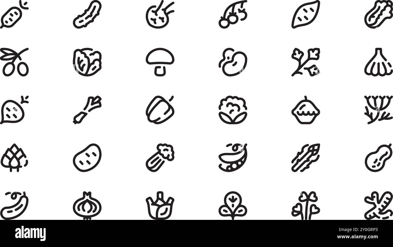 Vegetables icons High-Quality Vector Icons Collection with Editable Stroke. Ideal for Professional and Creative Projects. Stock Vector
