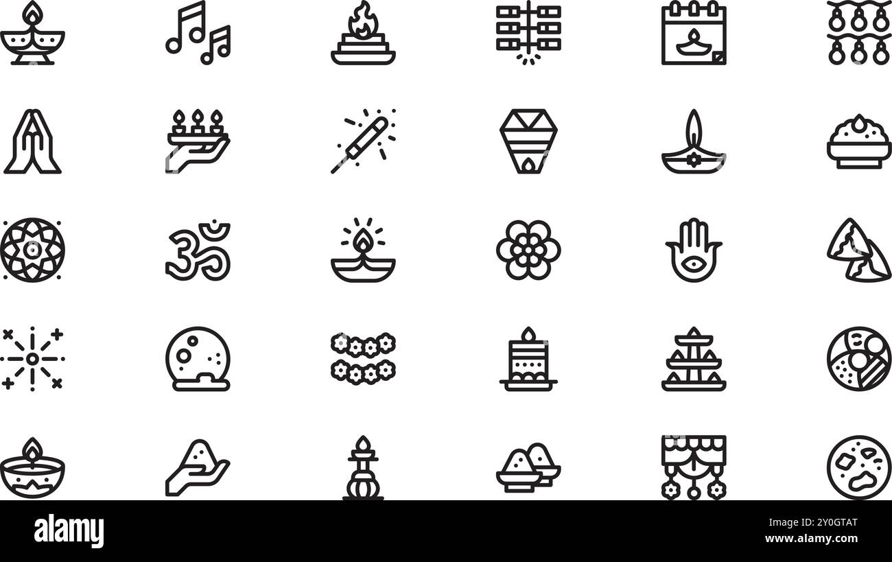 Diwali icons High-Quality Vector Icons Collection with Editable Stroke. Ideal for Professional and Creative Projects. Stock Vector