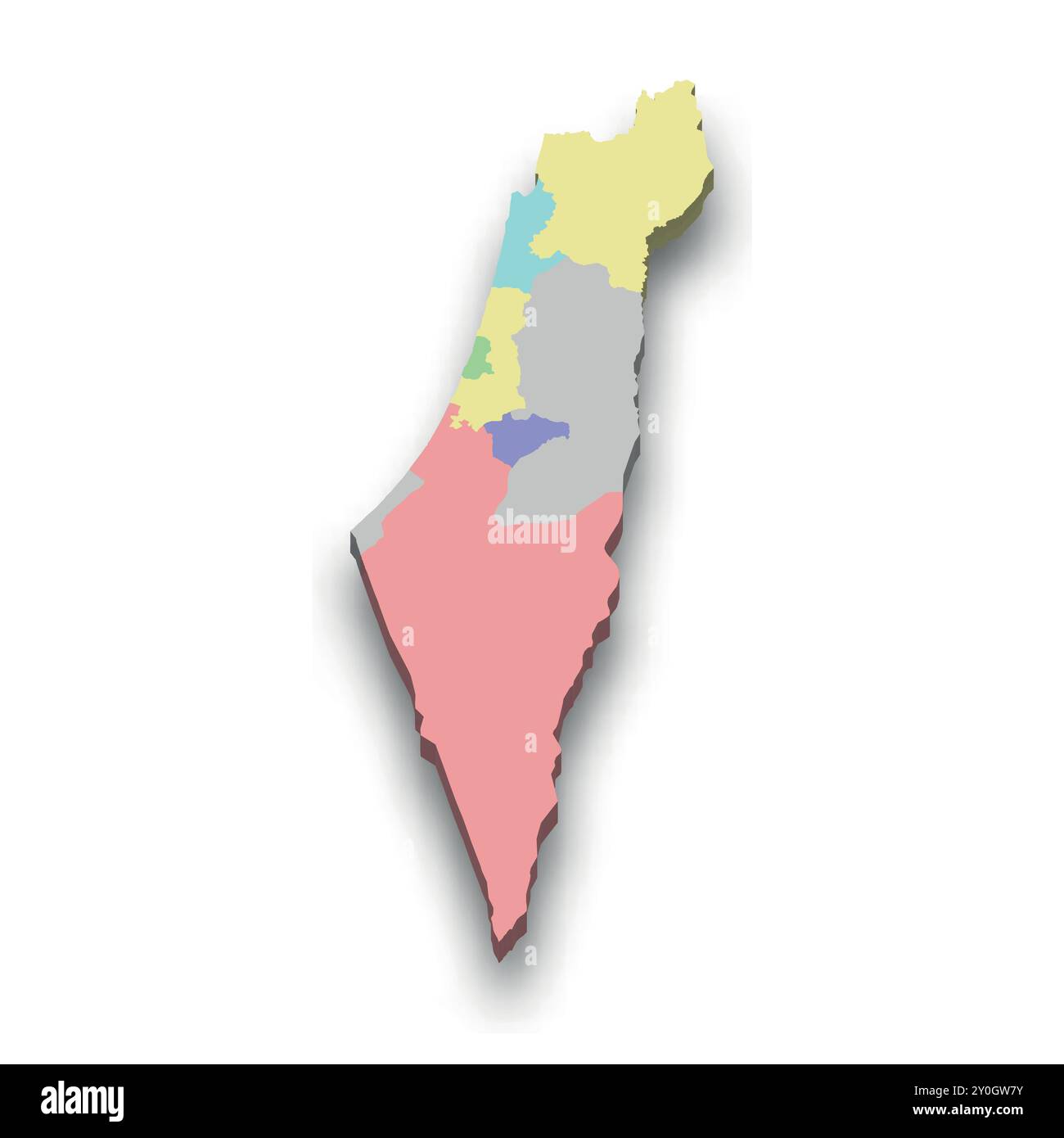 3d isometric colored map of Israel with borders of regions Stock Vector ...