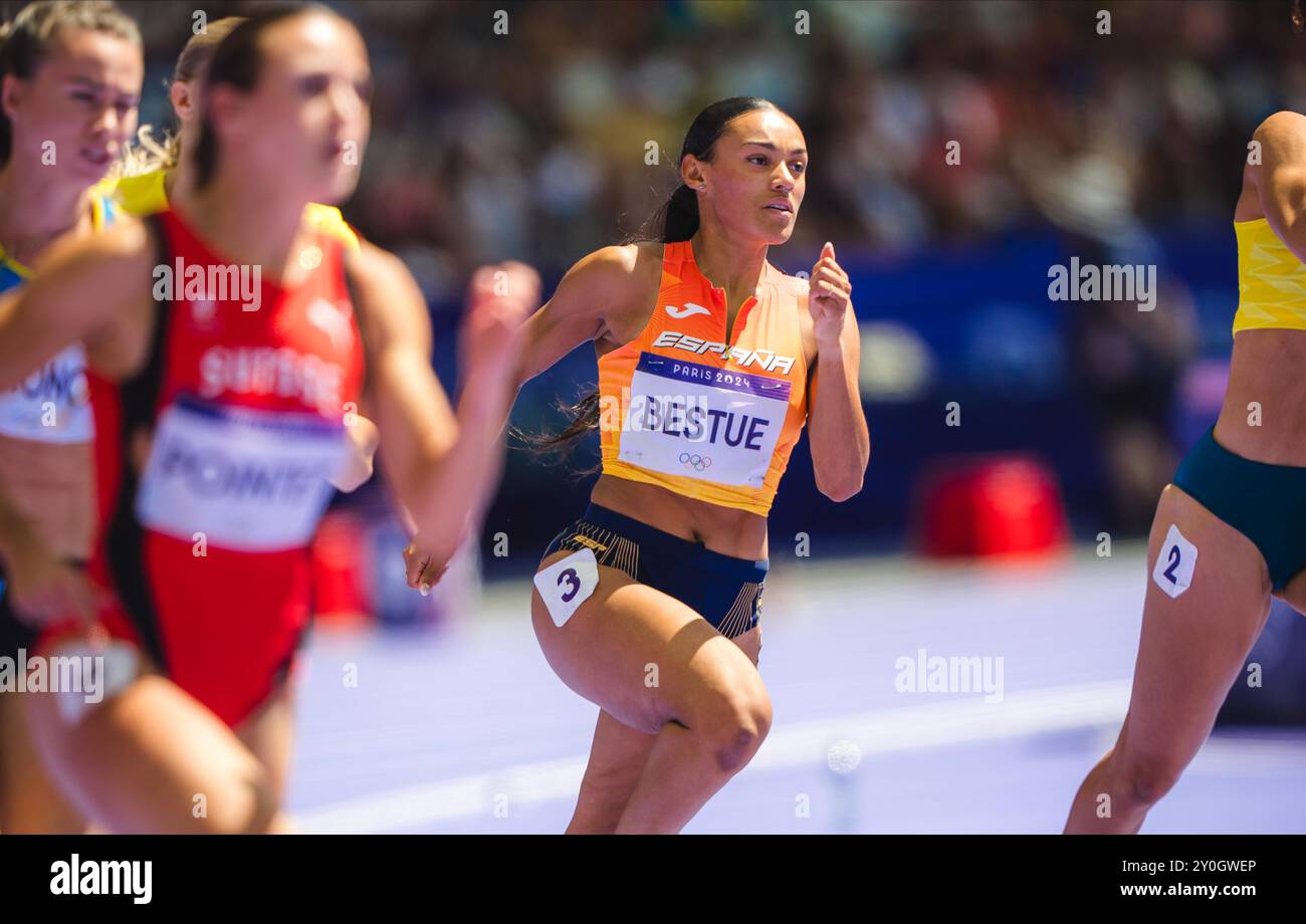 Jaël Bestué participating in the 200 meters at the Paris 2025 Olympic