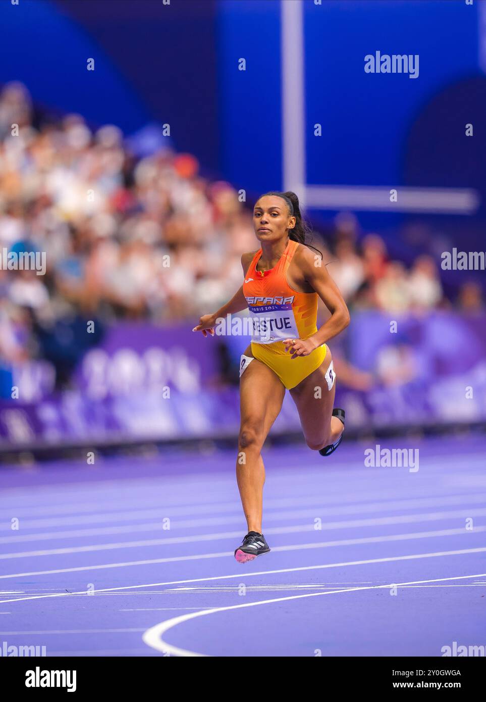 Jaël Bestué participating in the 200 meters at the Paris 2025 Olympic