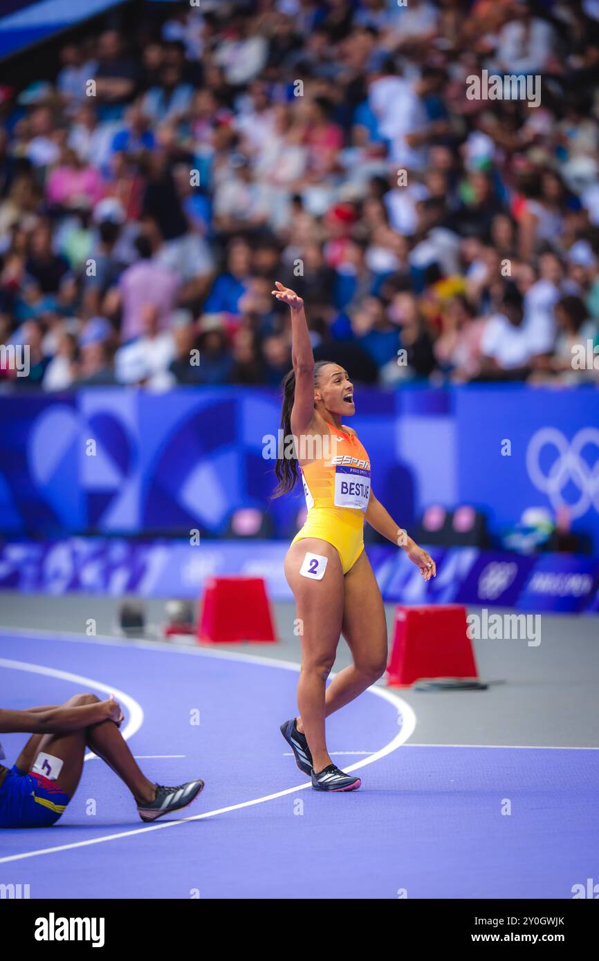 Jaël Bestué participating in the 200 meters at the Paris 2025 Olympic