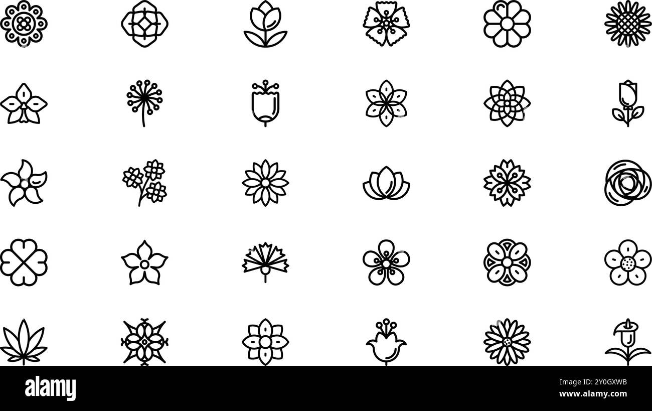 Flowers icons High-Quality Vector Icons Collection with Editable Stroke. Ideal for Professional and Creative Projects. Stock Vector