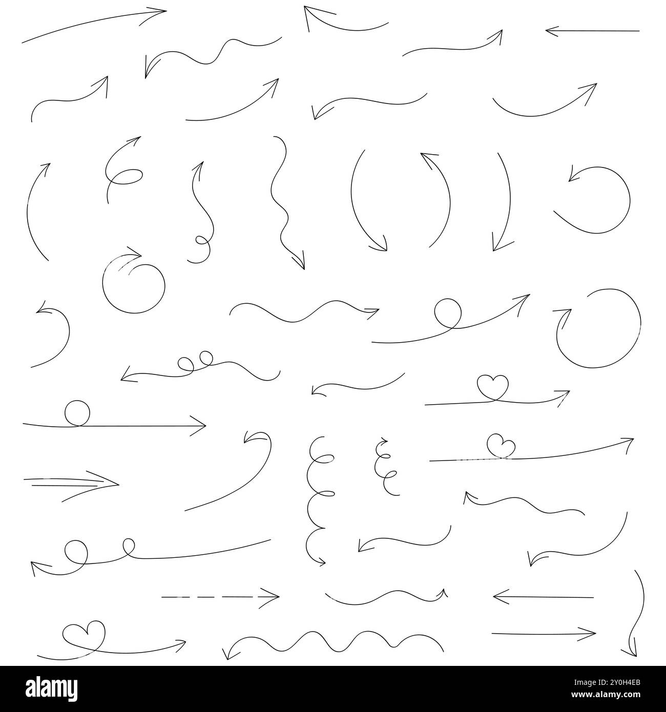 Set of black hand drawn arrows on white background Stock Vector Image ...