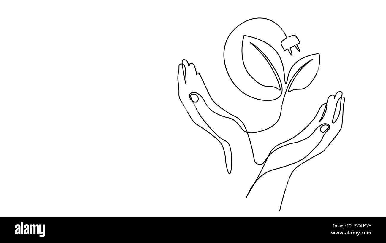 Electric plug one line art. Eco friendly green energy electric plug ...