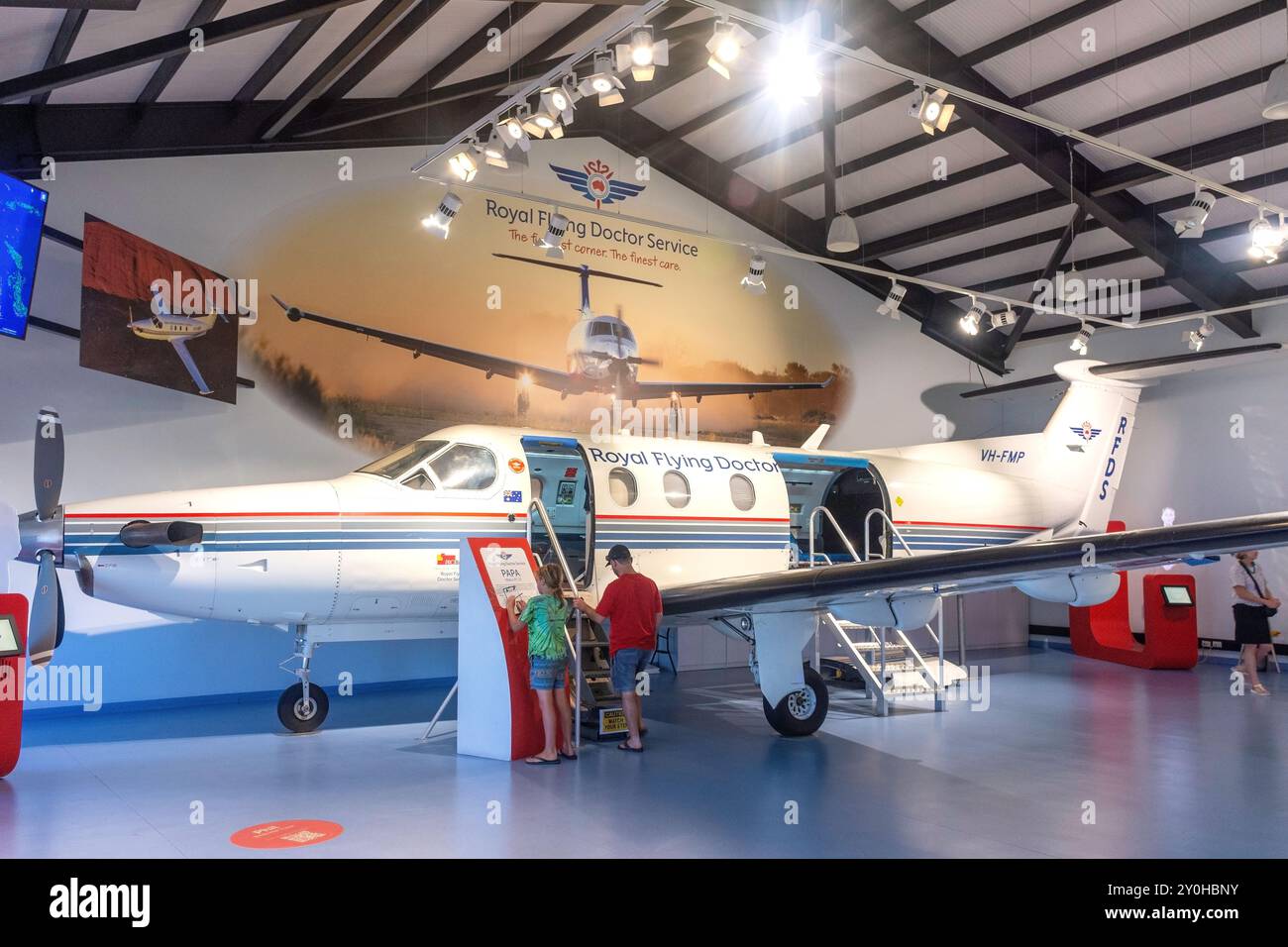 Royal Flying Doctor Service exhibit at Darwin Tourist Facility, Stokes Hill Wharf, Darwin Waterfront Precinct, Darwin, Northern Territory, Australia Stock Photo