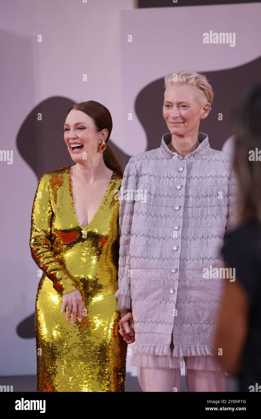 Venice 2nd September 2024 Julianne Moore, Tilda Swinton and Pedro