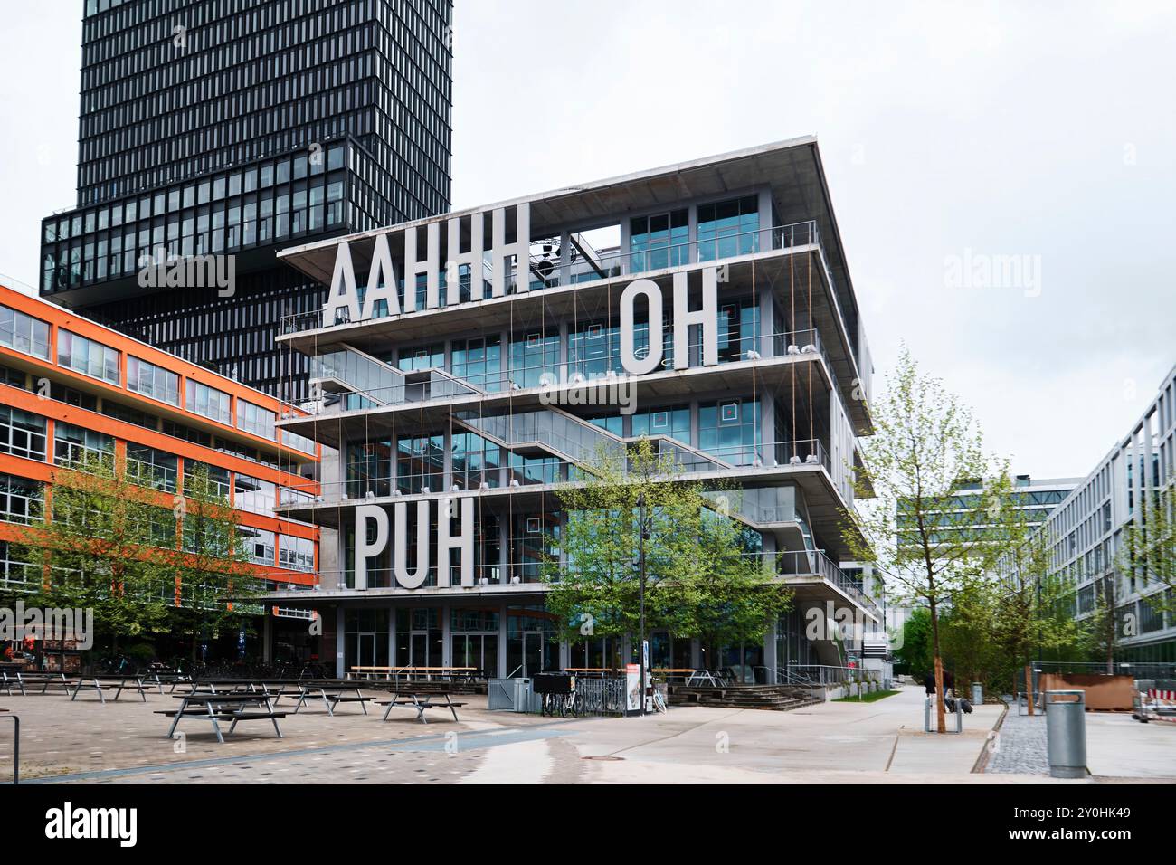 Munich, Germany - April 18, 2024: The Werk 12 at Werksviertel Munich, designed by MVRDV and Nuyken von Oefele Stock Photo