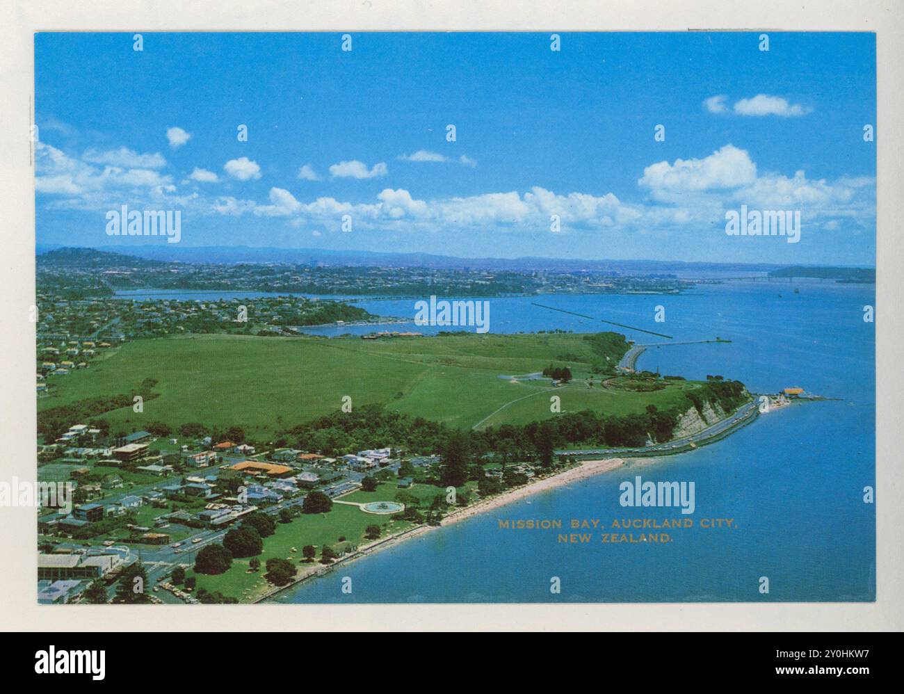 Vintage 1973 Aukland, New Zealand post card. Stock Photo