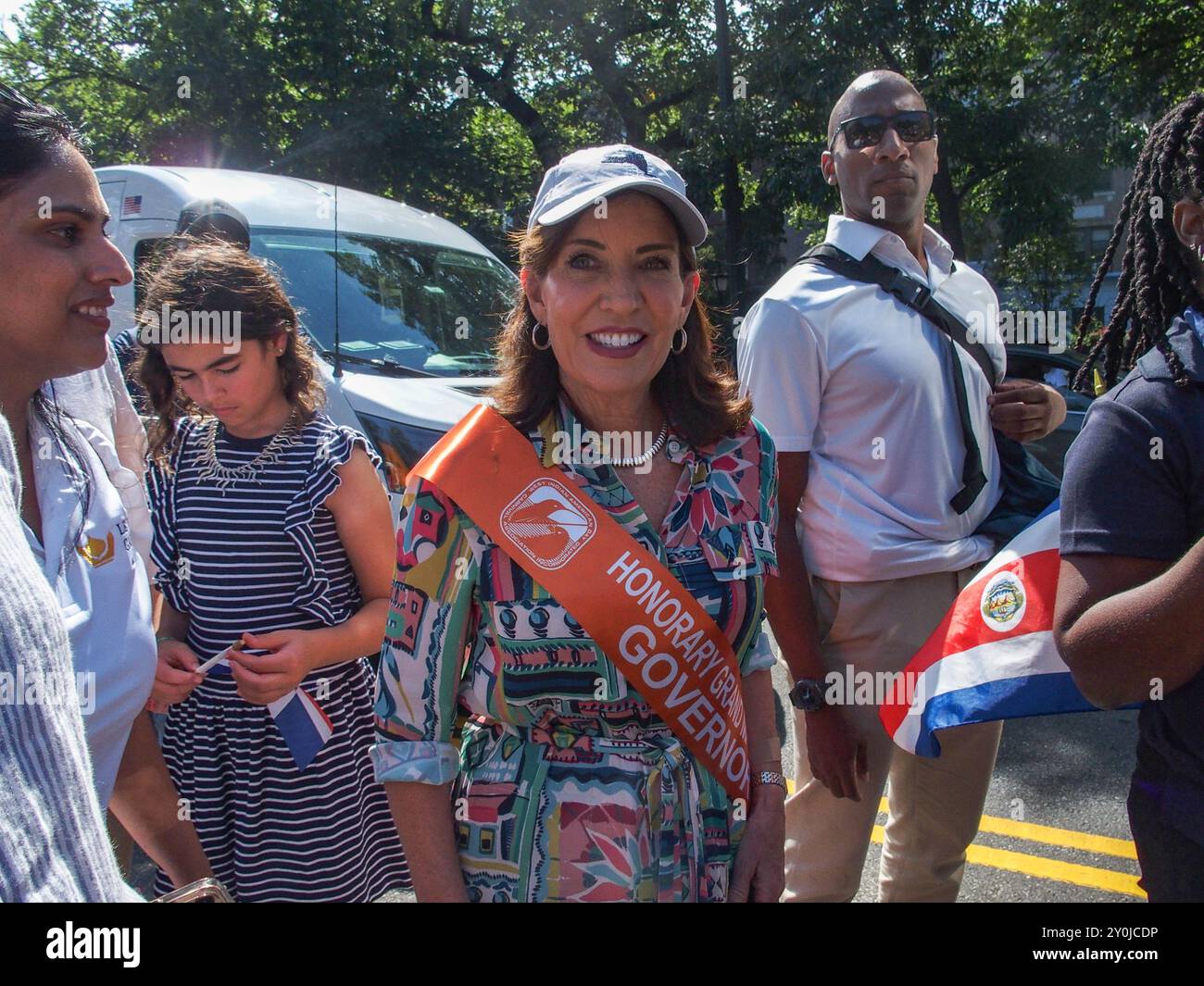 New York, New York, USA. 2nd Sep, 2024. NY State Governor KATHY HOCHUL looks at camera during the 57th Annual West Indian Caribbean Parade took place in Brooklyn starting from Utica and Eastern Parkway and ending at the Grand Armory near Prospect Park.It is one of the world's largest Carribean celebrations. (Credit Image: © Bianca Otero/ZUMA Press Wire) EDITORIAL USAGE ONLY! Not for Commercial USAGE! Stock Photo