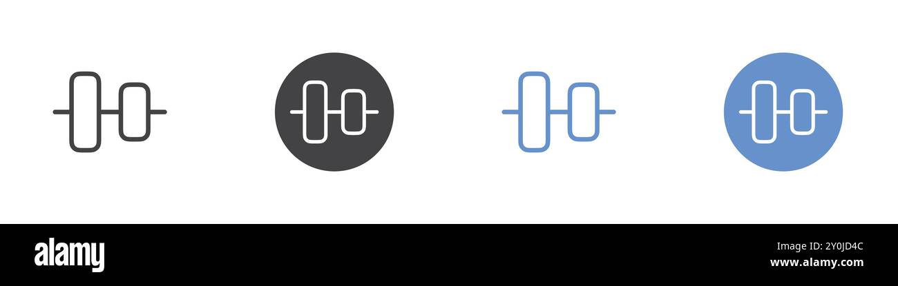 Align icon Flat set in black and white color outline vector mark Stock Vector