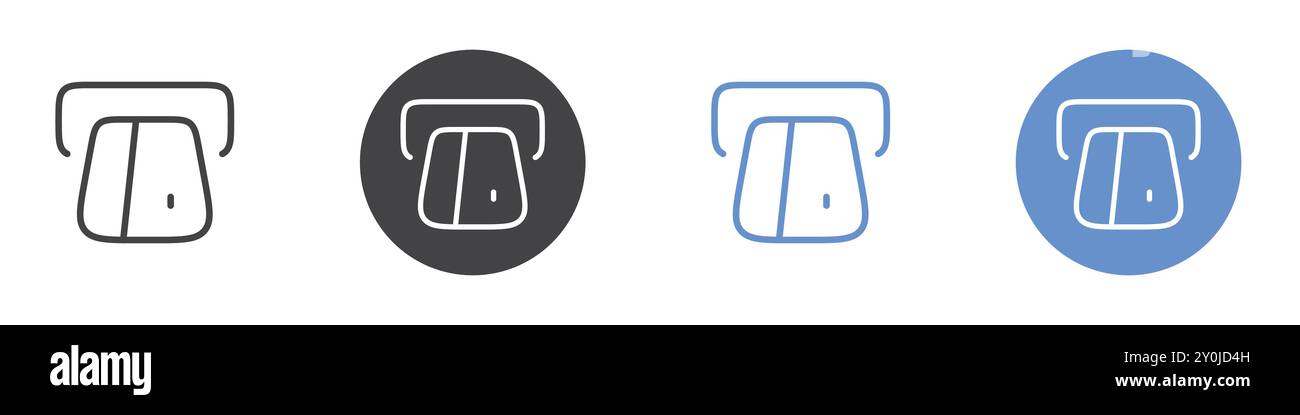 Atm icon Flat set in black and white color outline vector mark Stock Vector
