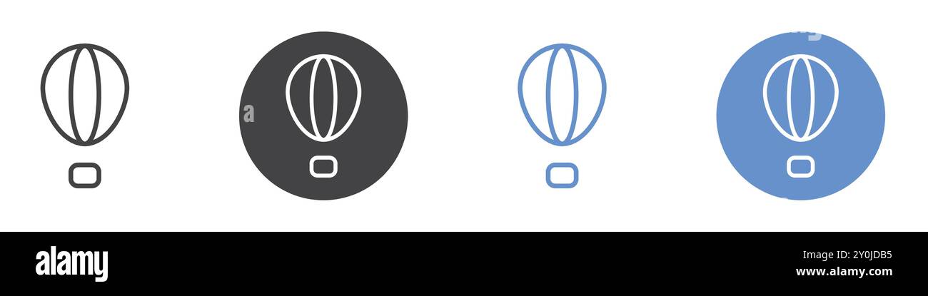 Air balloon icon Flat set in black and white color outline vector mark ...