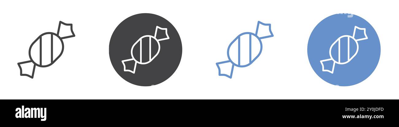 Candy icon Flat set in black and white color outline vector mark Stock ...