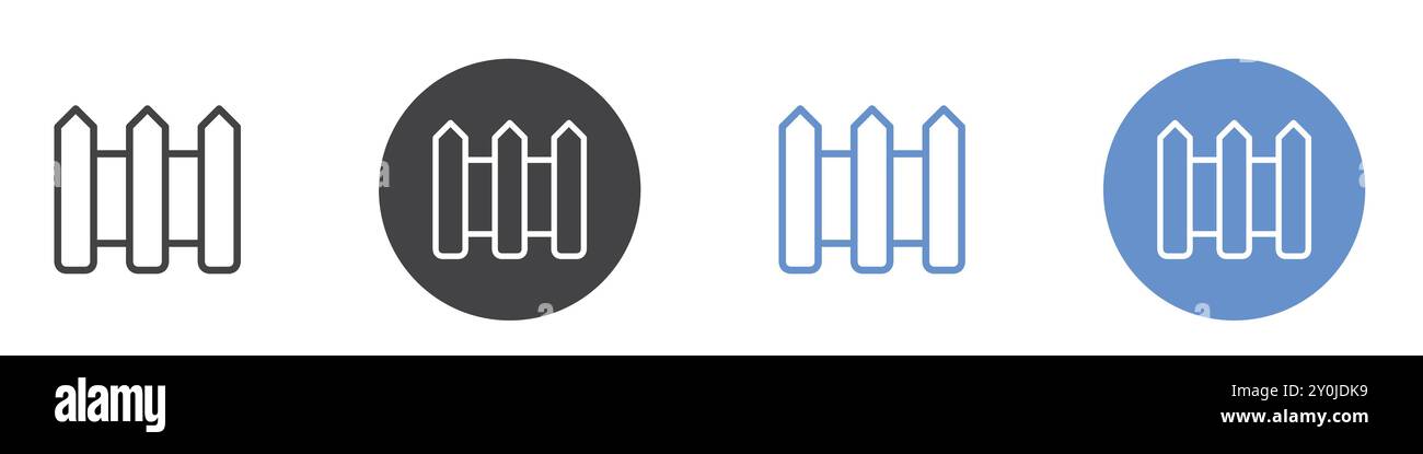 Fence icon Flat set in black and white color outline vector mark Stock ...