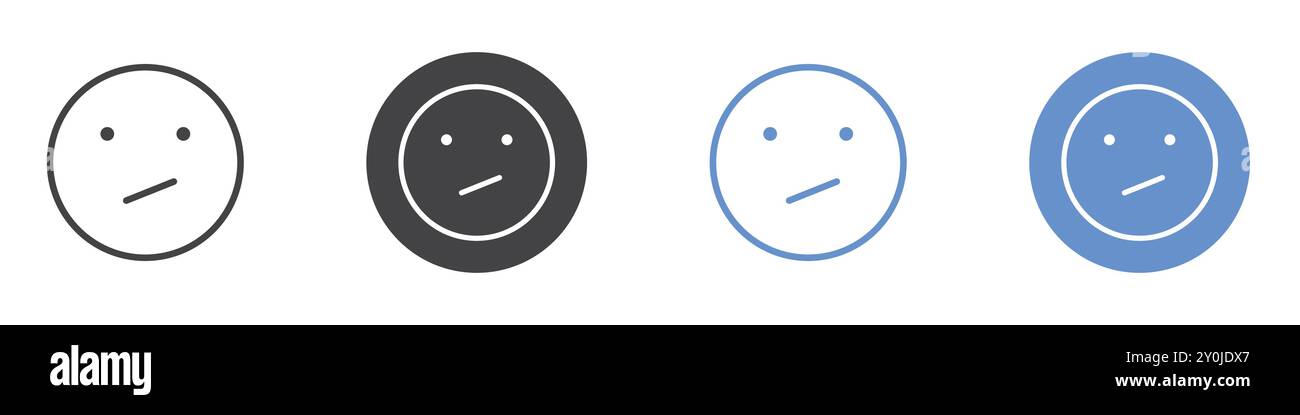 Confused icon Flat set in black and white color outline vector mark ...