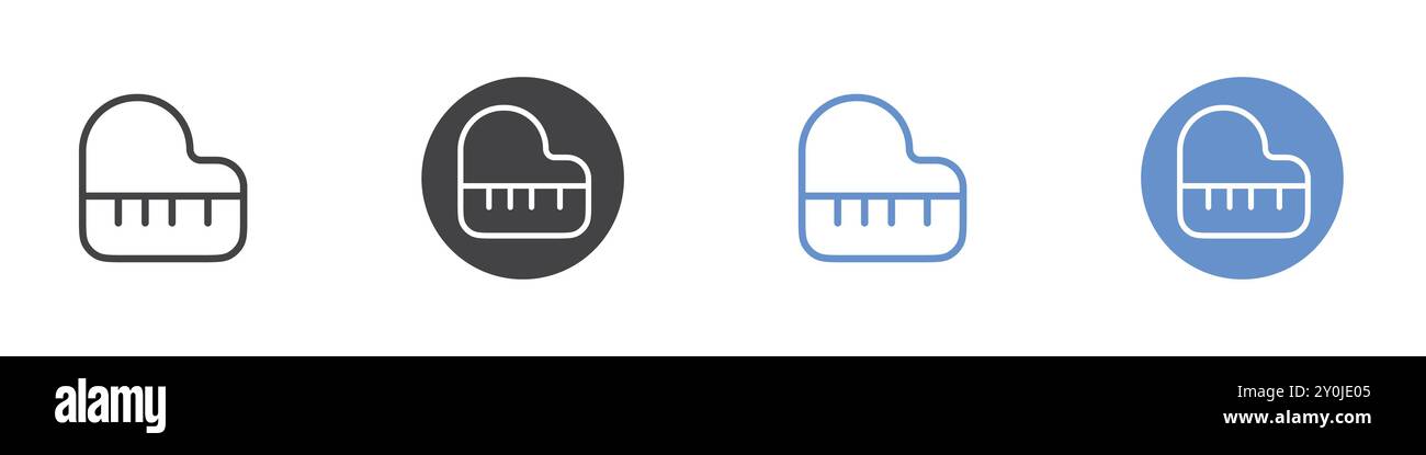 Piano icon Flat set in black and white color outline vector mark Stock ...