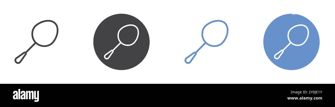 Spoon icon Flat set in black and white color outline vector mark Stock ...