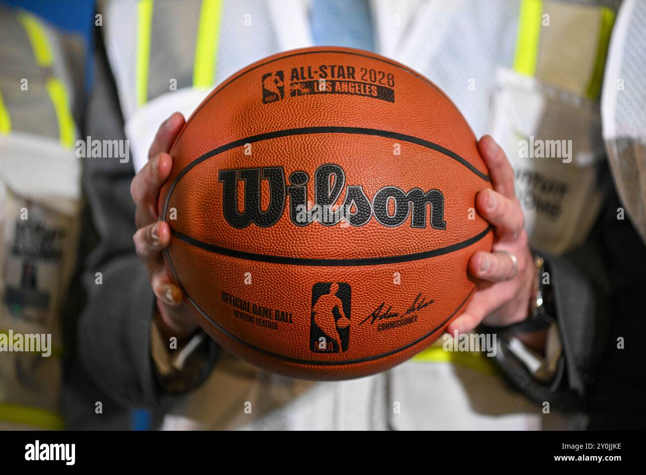 2026 All Star Game Hi Res Stock Photography And Images Alamy Adam Silver Holds A Nba Wilson Basketball Promoting The 2026 Nba All Star Game During A Press Conference At The Intuit Dome Site Tuesday 2Y0JJKE 