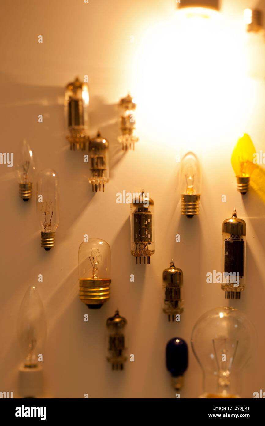Light bulb and vacuum tube Stock Photo