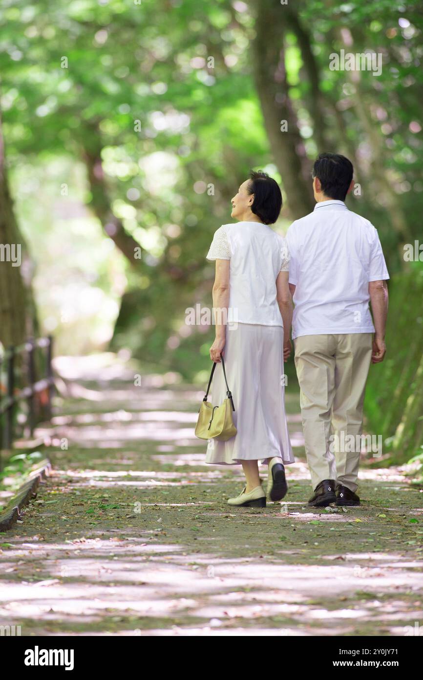Back view couple walking arms hi-res stock photography and images - Alamy